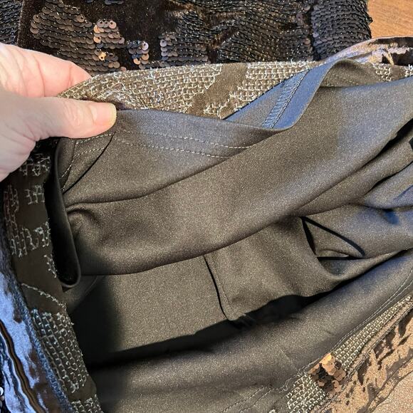 Blush Boutique Velvet Sequin  Strappy Sheath Dress Brown Bronze Size Large Party - Picture 9 of 14